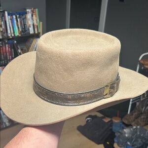 Men’s Revenger Stetson Tan Western Hat with Embossed Leather Band